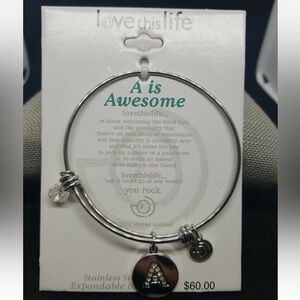 NWT Love this Life Stainless Steel Expandable Bangle Bracelet, Letter “A”